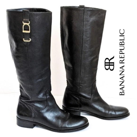 Banana Republic Shoes - Banana Republic Leather Riding Boots Willow Pull-On Black 9.5